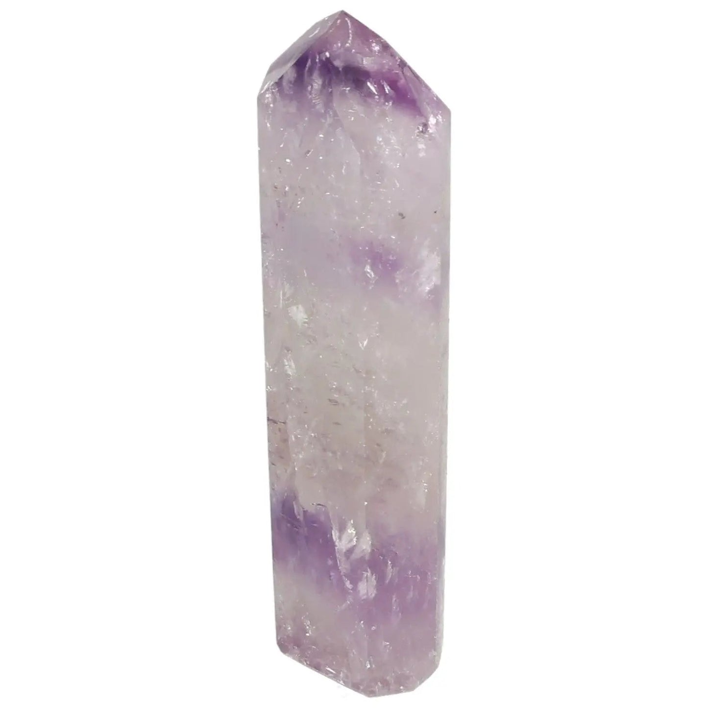 Polished Amethyst Obelisk by Sylvia Crystals, showcasing luxury and spirituality in a handcrafted, high-quality gemstone piece.