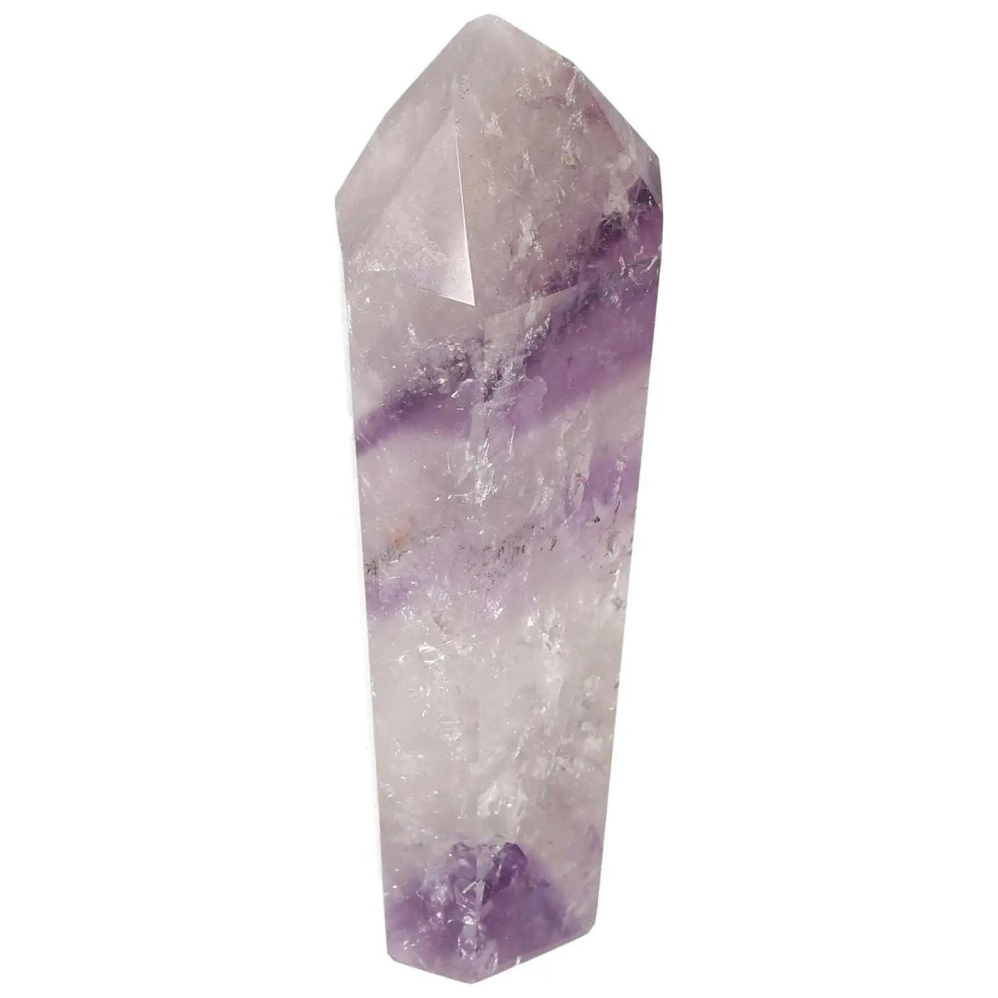 Polished Amethyst Obelisk by Sylvia Crystals, luxury spiritual gemstone for energy, stress relief, and enhanced concentration.