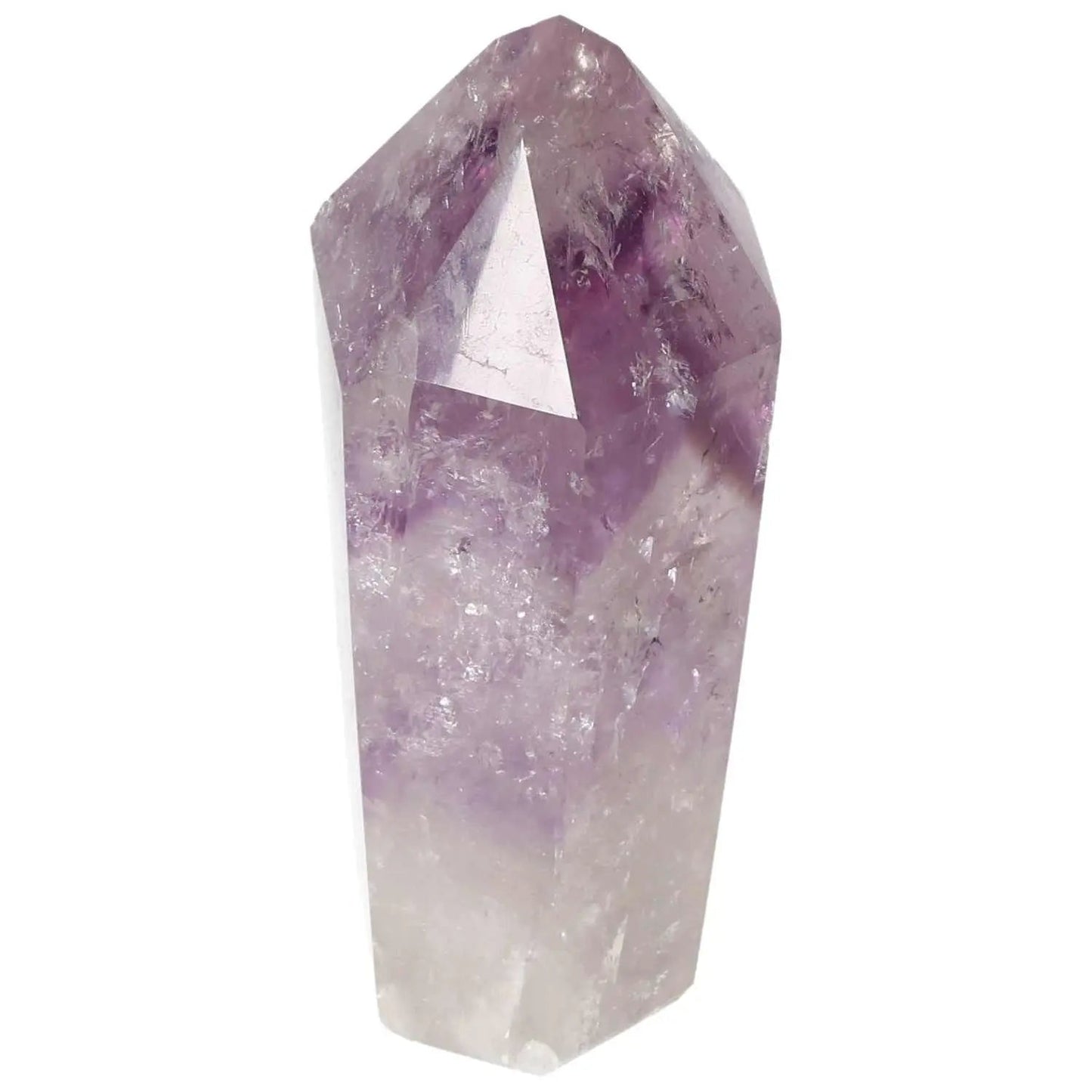 Polished Amethyst Obelisk by Sylvia Crystals, premium quality, enhancing concentration and emotional stability, beautiful decor piece.