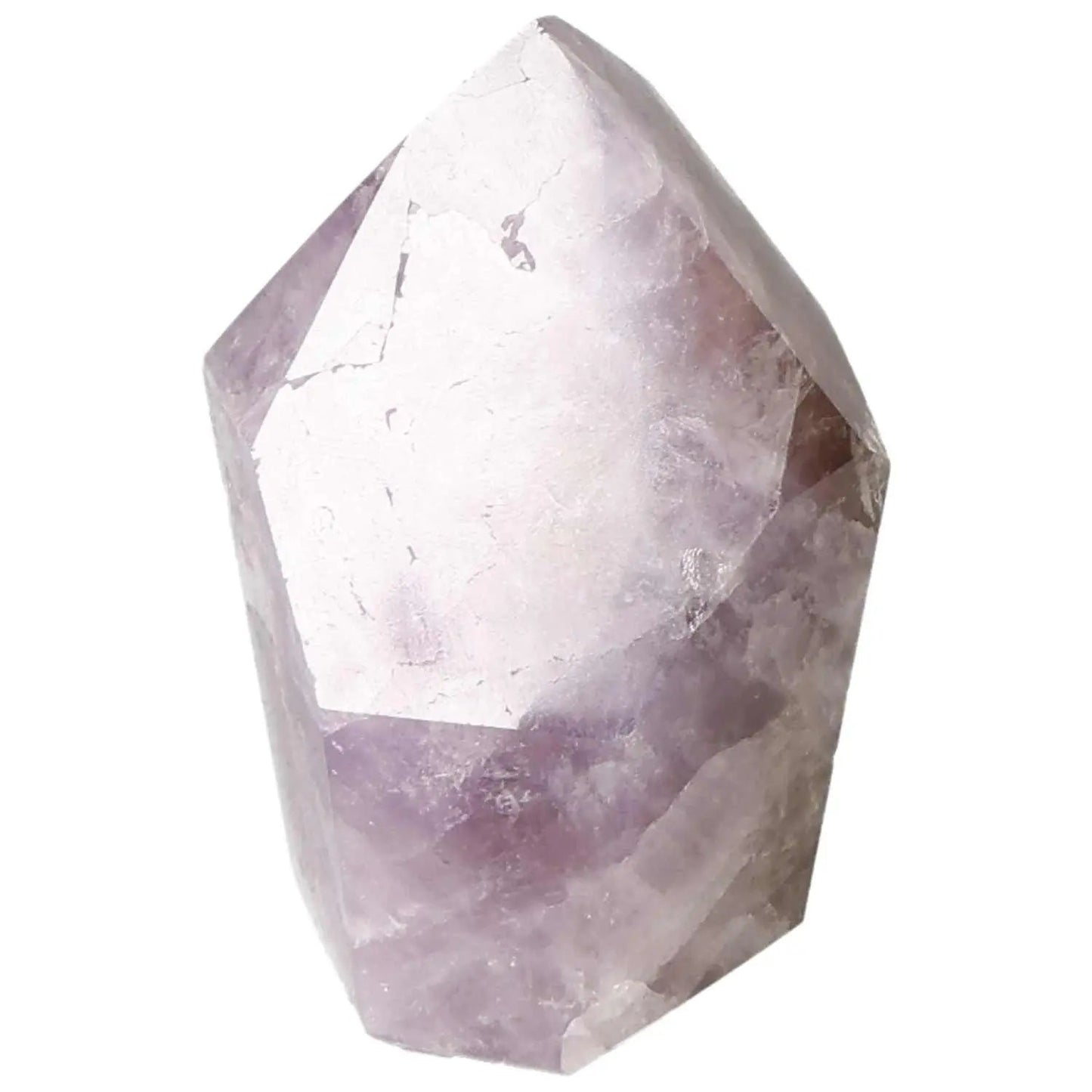 Polished Amethyst Super Seven Point crystal from Sylvia Crystals for stress reduction and energy boosting.