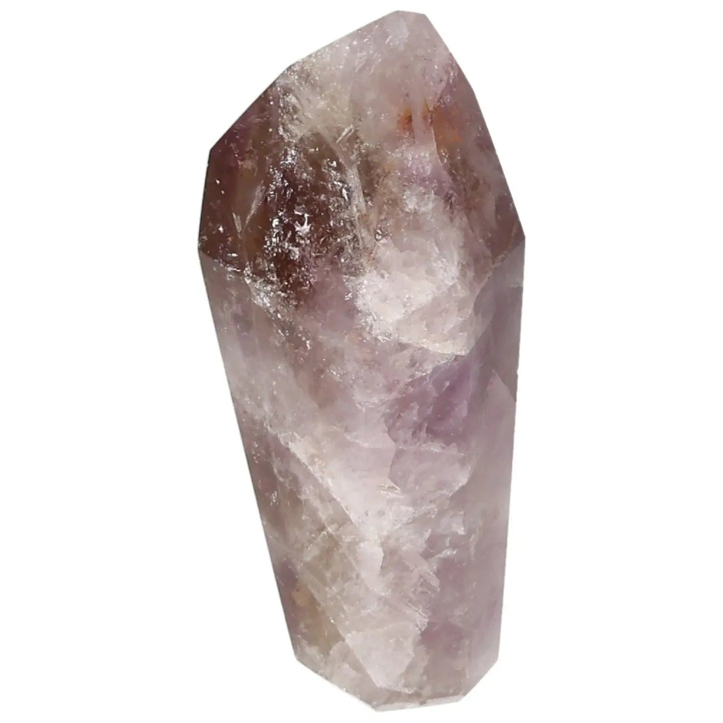 Polished Amethyst Super Seven Point crystal from Sylvia Crystals, promoting tranquility and stress relief.