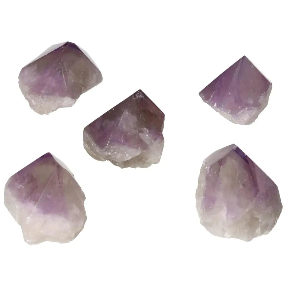 Polished Point Amethyst M crystals showcasing vibrant purple hues and elegant facets for luxury and spiritual tranquility.