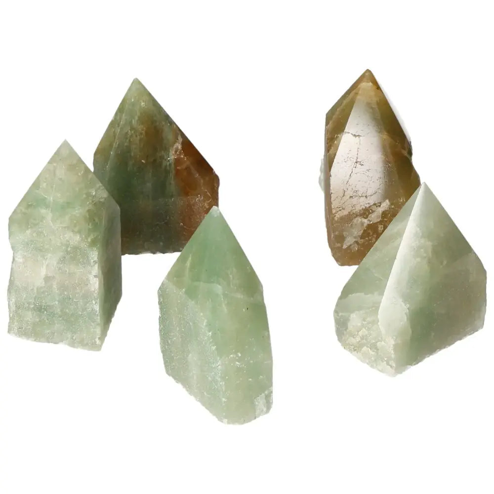 Polished Point Green Quartz with Hematite crystals from Sylvia Crystals, showcasing exquisite natural beauty and luxury.