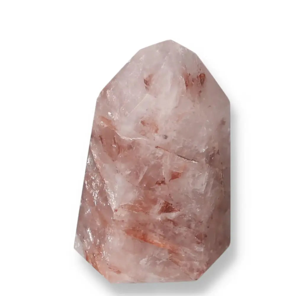 Polished Point Hematoide by Sylvia Crystals featuring vibrant hues, embodying harmony and inspiring inner transformation.