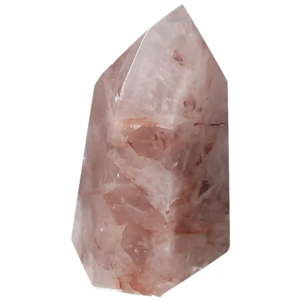 Polished Point Hematoide crystal by Sylvia Crystals with vibrant hues, symbolizing harmony and transformation.