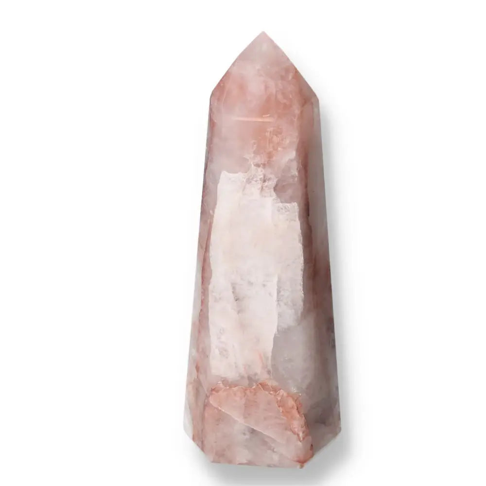 Polished Point Hematoide crystal from Sylvia Crystals, showcasing its premium quality and lustrous finish for conscious luxury enthusiasts.