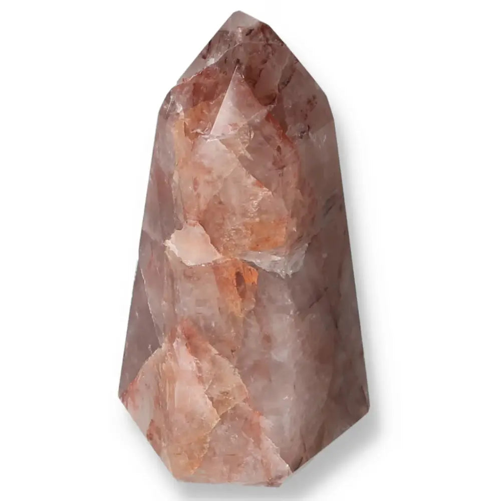 Polished Point Hematoide crystal by Sylvia Crystals, promoting clarity and focus for meditation and luxury spiritual connection.