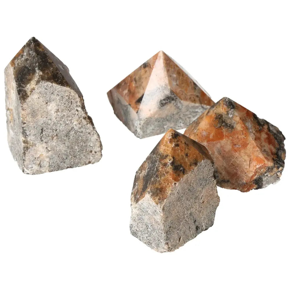 Polished Point Orquidea Calcite stones showcasing natural beauty and energy properties, ideal for boosting self-confidence and ambition.