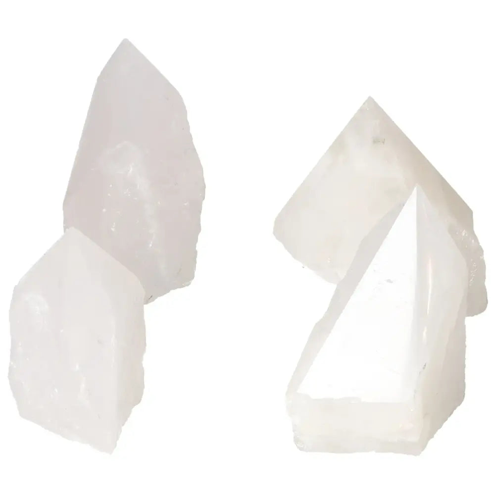 Polished Point Quartz M crystals from Sylvia Crystals for well-being and space purification, featuring a natural and serene design.