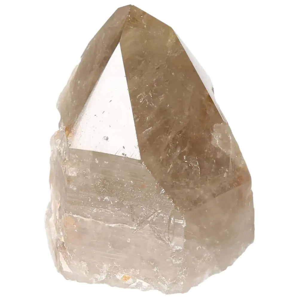 Exquisite polished Smoky Quartz point from Sylvia Crystals, ideal for mental clarity and emotional balance, perfect for leaders seeking harmony.