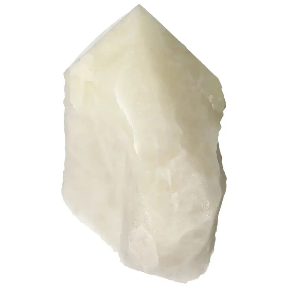 Polished Point Quartz with Sulphur crystal, featuring vibrant yellow tones, from Sylvia Crystals, exuding elegance and spiritual depth.