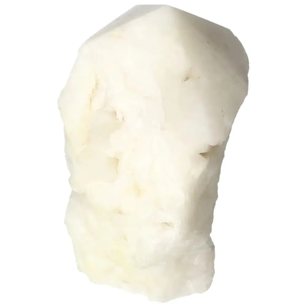 Polished Point Quartz with Sulphur crystal by Sylvia Crystals, showcasing clear quartz with striking sulphur inclusions.