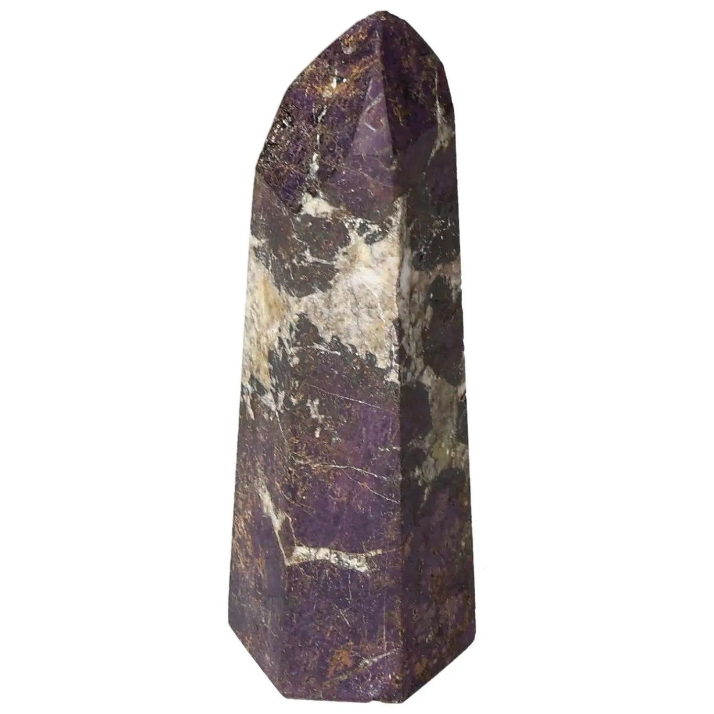 Polished Purpurite Obelisk from Sylvia Crystals showcasing vibrant purple hues and exquisite modern design.