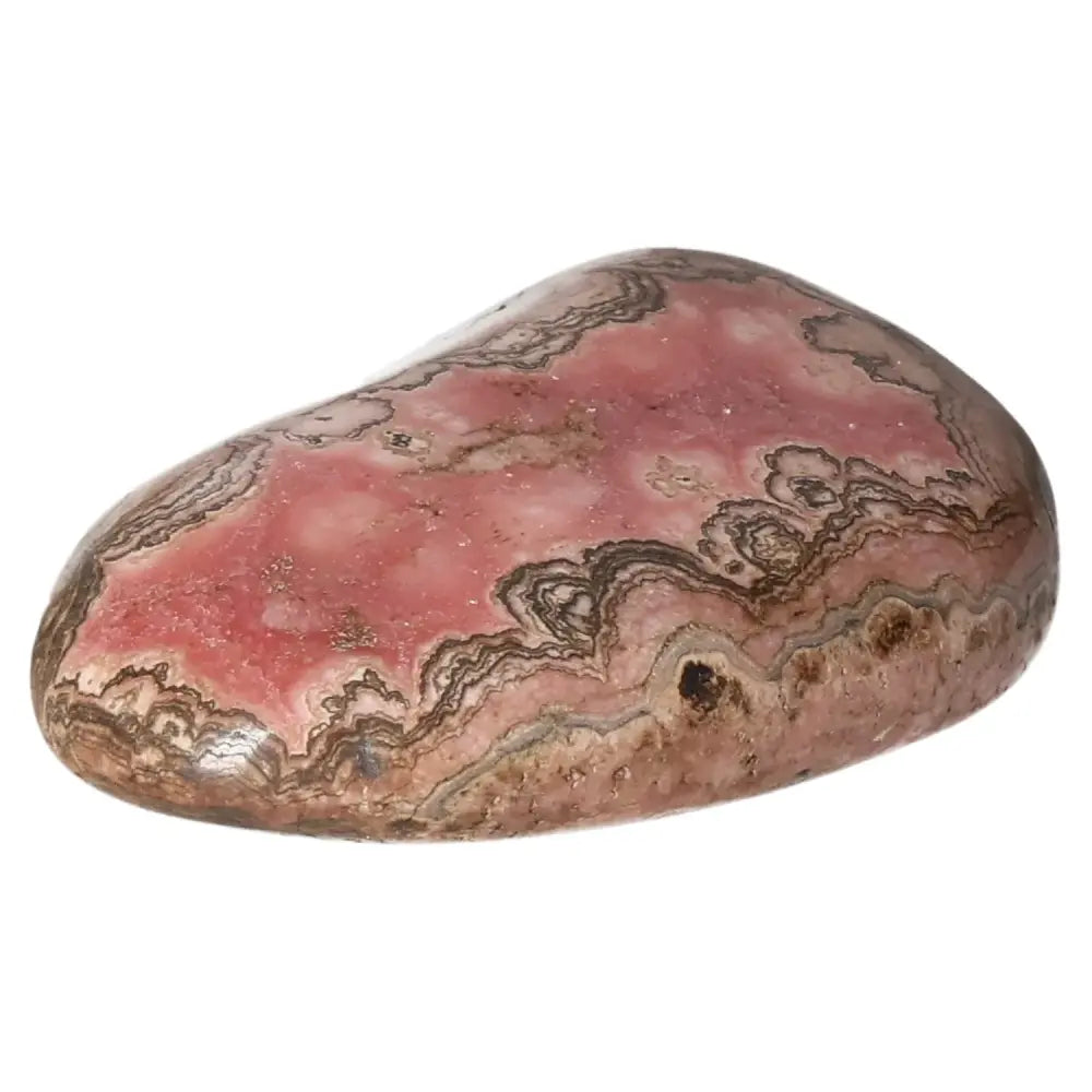 Polished Rhodochrosite gemstone showcasing pink hues and unique banding, perfect for emotional healing and enhancing positivity.