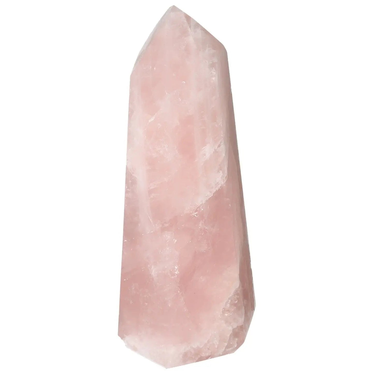 Polished Rose Quartz Obelisk by Sylvia Crystals, showcasing natural elegance and spiritual depth in soft pink hues.