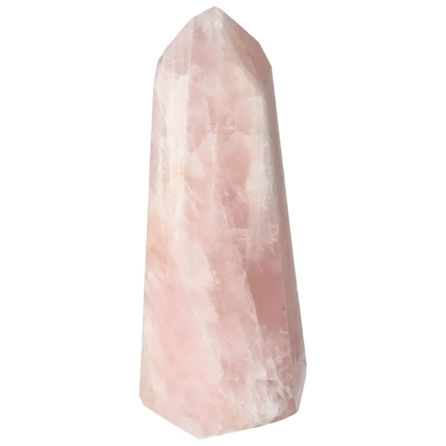 Polished Rose Quartz Obelisk by Sylvia Crystals, showcasing natural beauty and spiritual elegance in premium pink quartz.