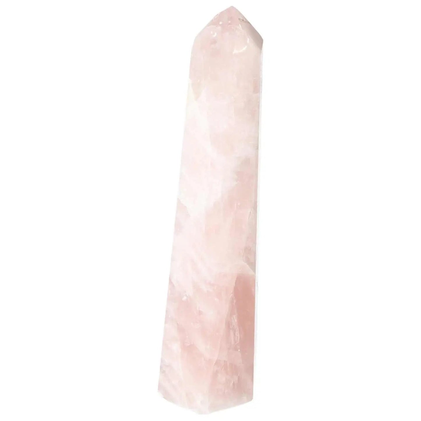 Polished Rose Quartz Obelisk from Sylvia Crystals, showcasing luxury and spiritual elegance with smooth, refined surfaces.