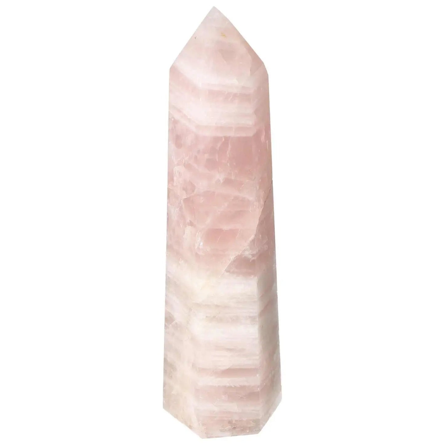 Polished Rose Quartz Obelisk with soft blush hue from Sylvia Crystals, elegant crystal piece for conscious living and decor.