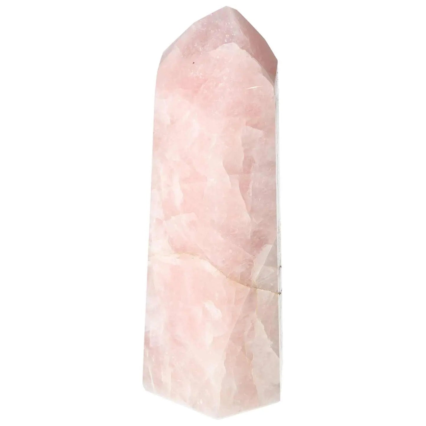 Polished Rose Quartz Obelisk from Sylvia Crystals, epitome of luxury and spirituality, perfect for enhancing any space.