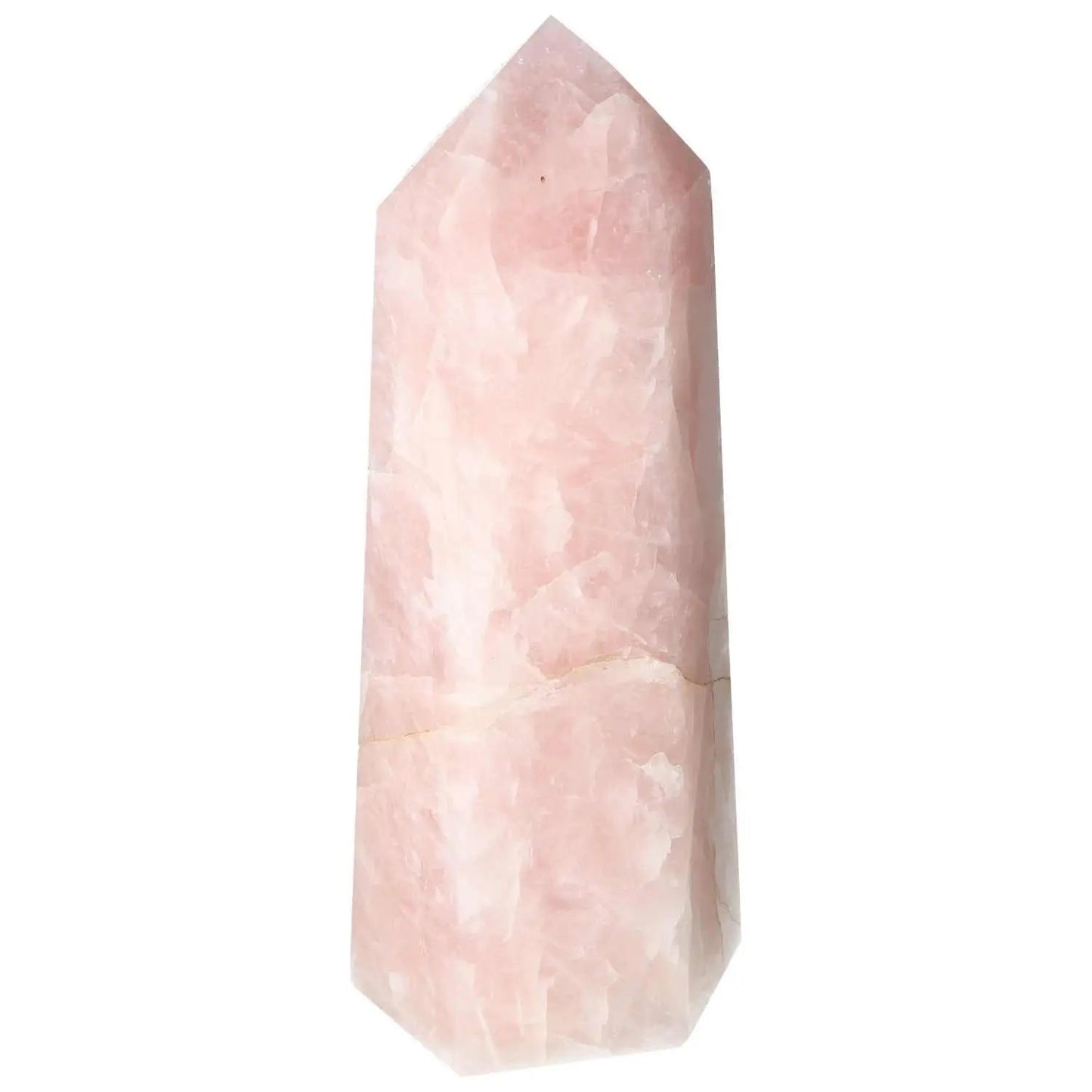 Polished Rose Quartz Obelisk by Sylvia Crystals, embodies luxury and elegance, ideal for spiritual and calming spaces.