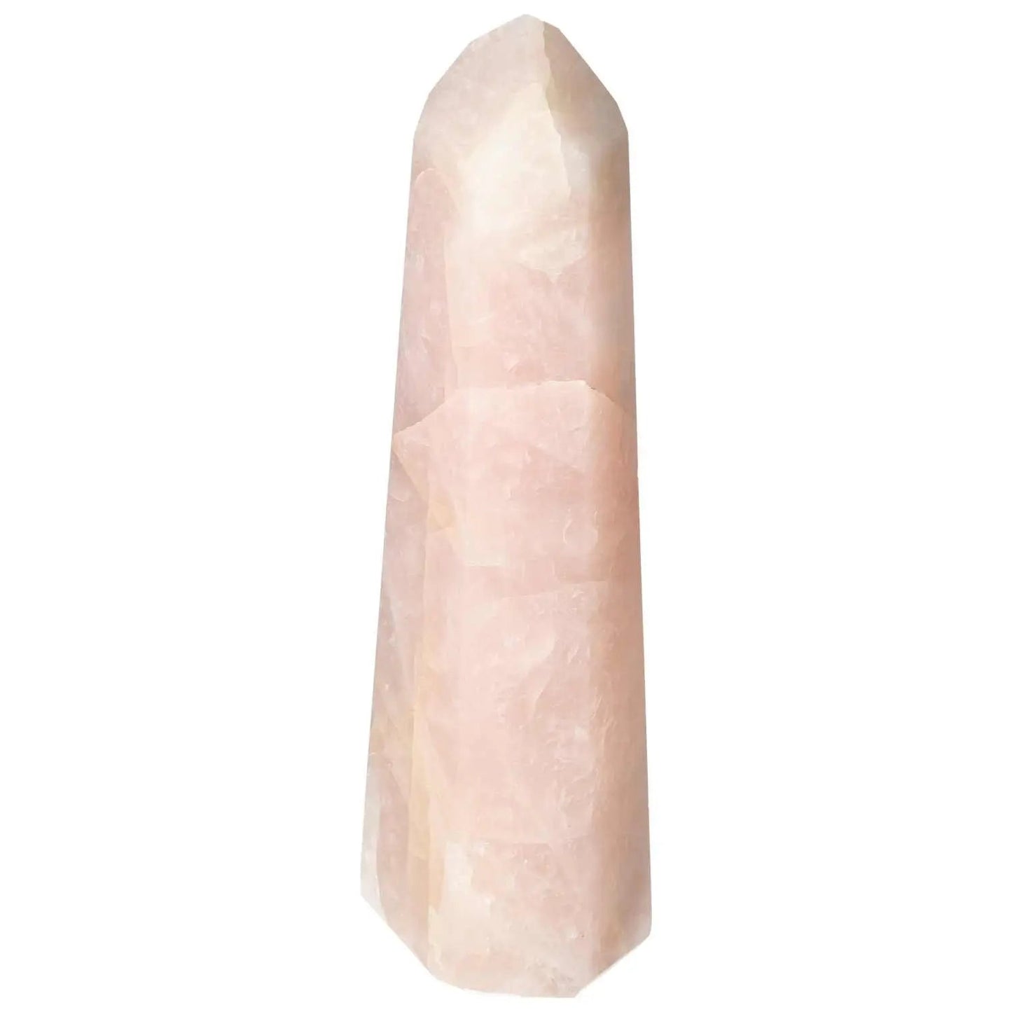 Polished Rose Quartz Obelisk from Sylvia Crystals, showcasing handpicked craftsmanship and elegant transformative power.