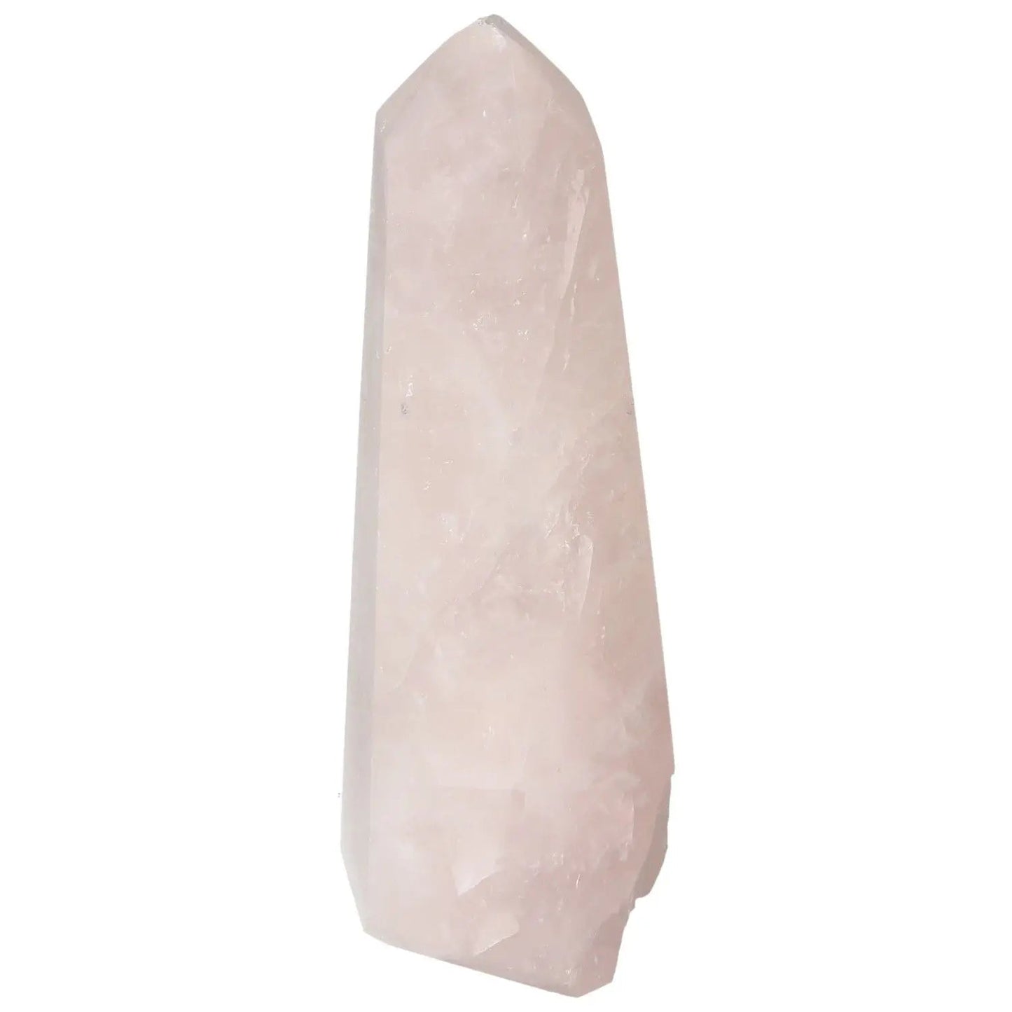 Polished Rose Quartz Obelisk by Sylvia Crystals, blending natural beauty with luxury for spiritual well-being and elegant decor.