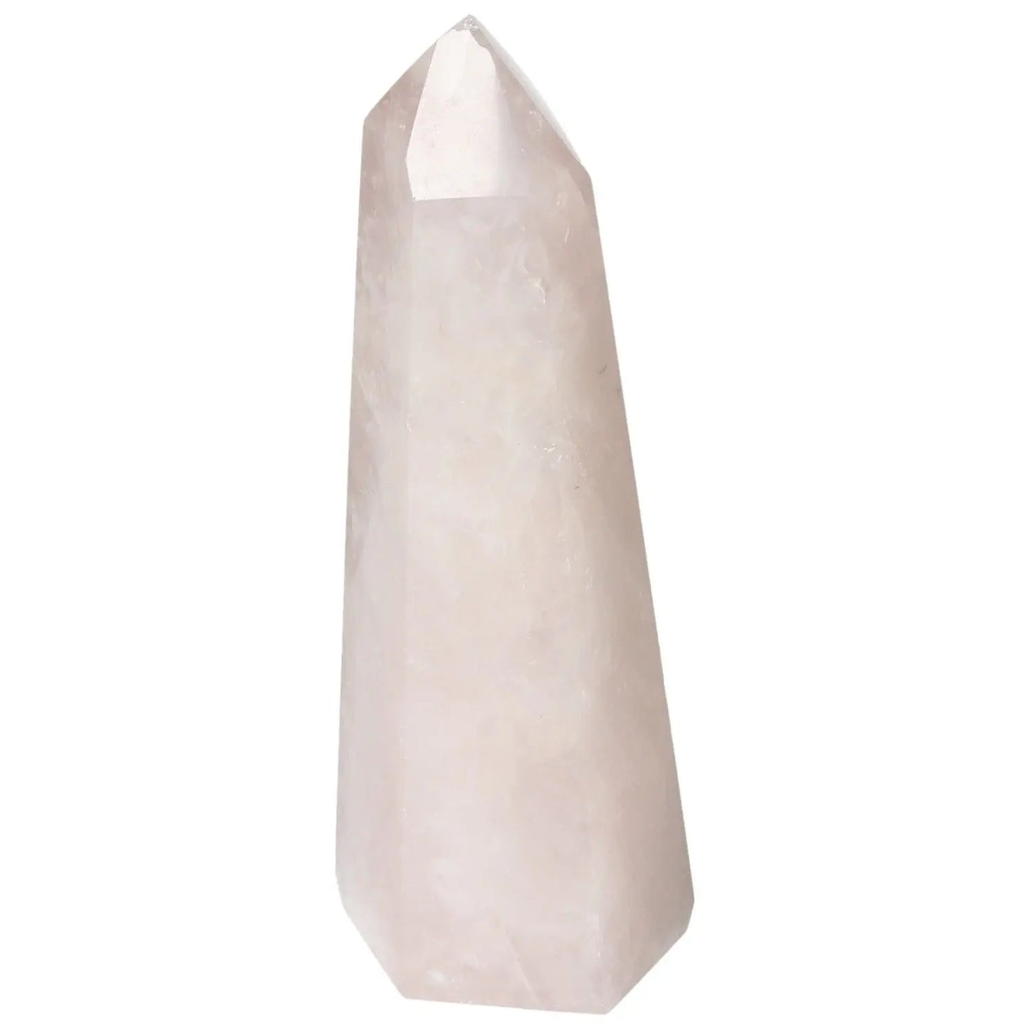 Polished Rose Quartz Obelisk, luxurious decorative crystal, promoting spiritual well-being, by Sylvia Crystals.