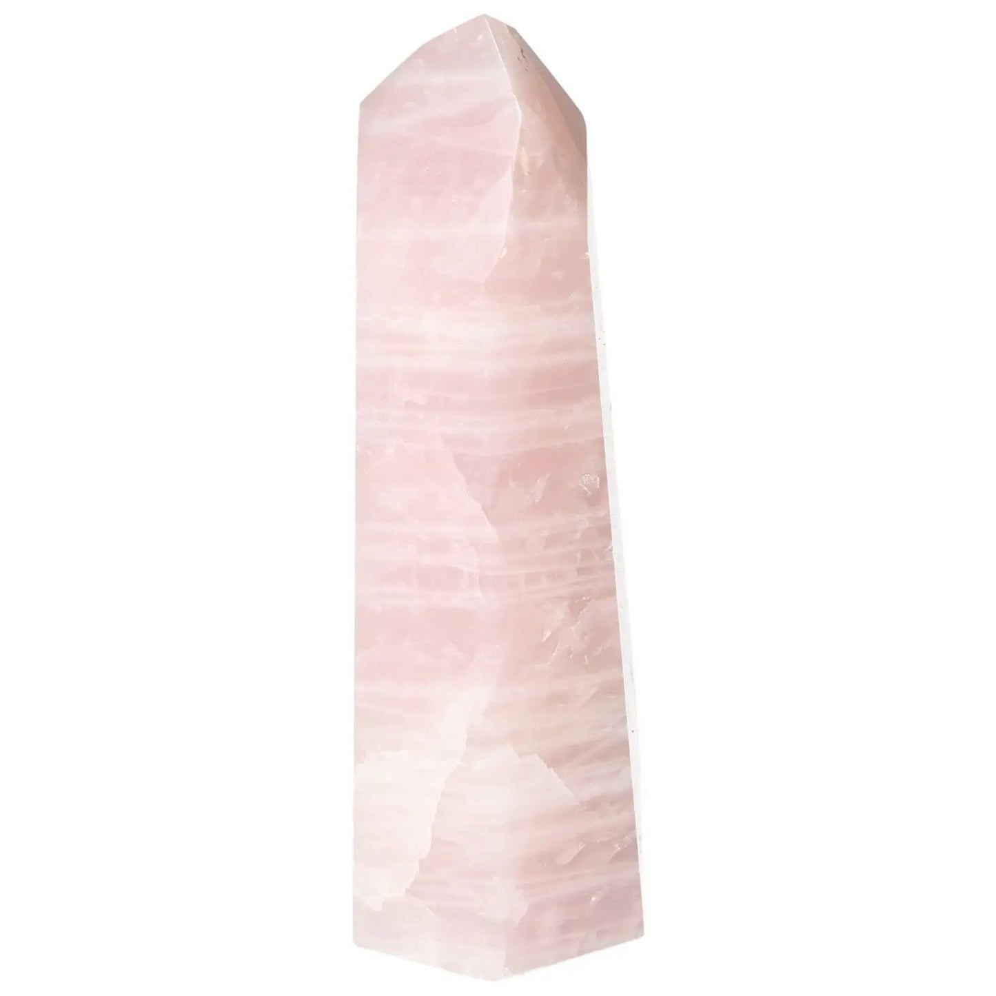 Polished Rose Quartz Obelisk by Sylvia Crystals, featuring elegant design and natural harmonious energy, exemplifying luxury and spirituality