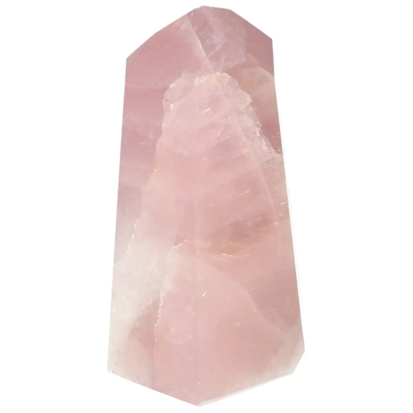 Polished Rose Quartz Obelisk, premium Sylvia Crystals piece, enhances love and emotional healing with elegant pink hue.