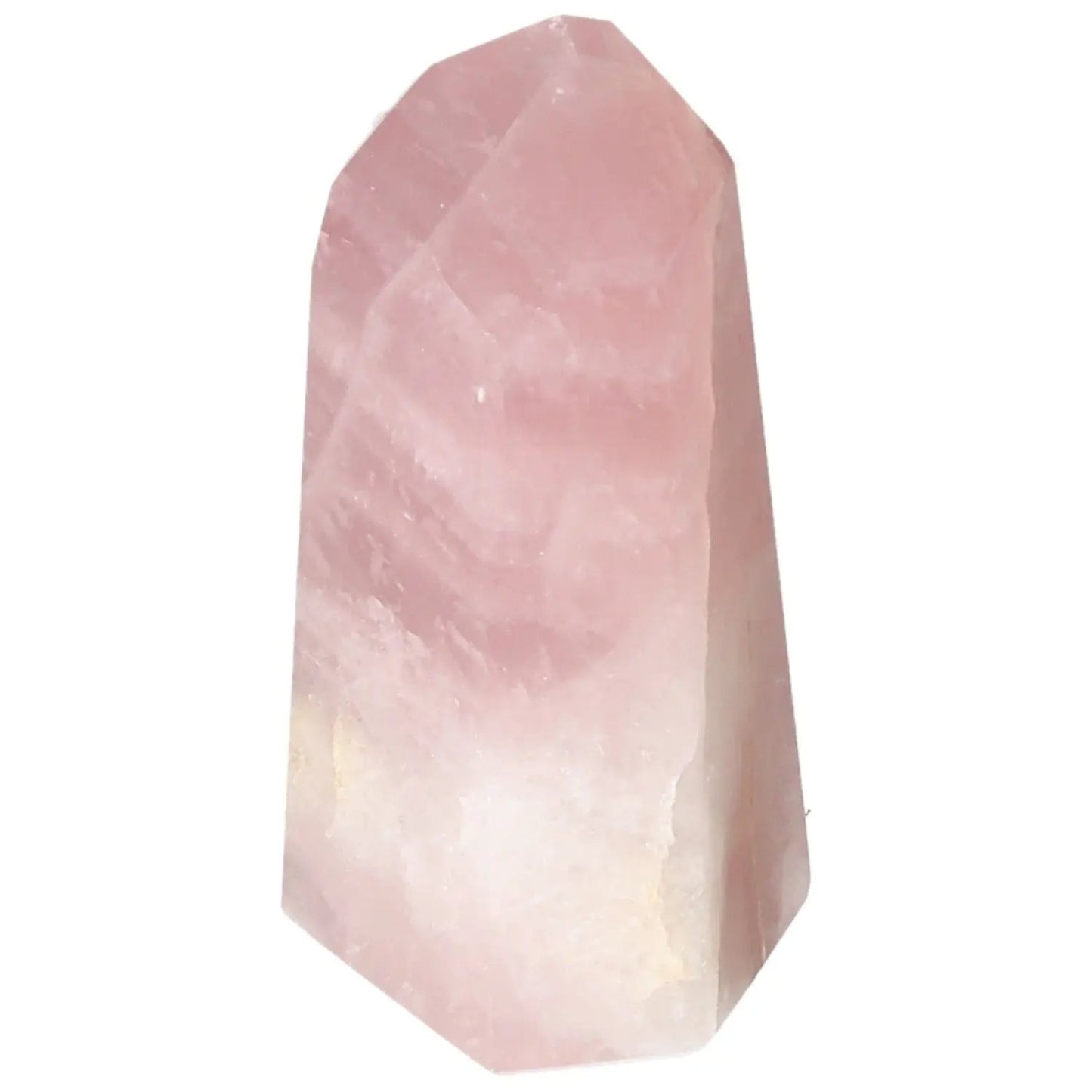Polished Rose Quartz Obelisk by Sylvia Crystals with a soft pink hue, symbolizing elegance and emotional healing. Premium quality.