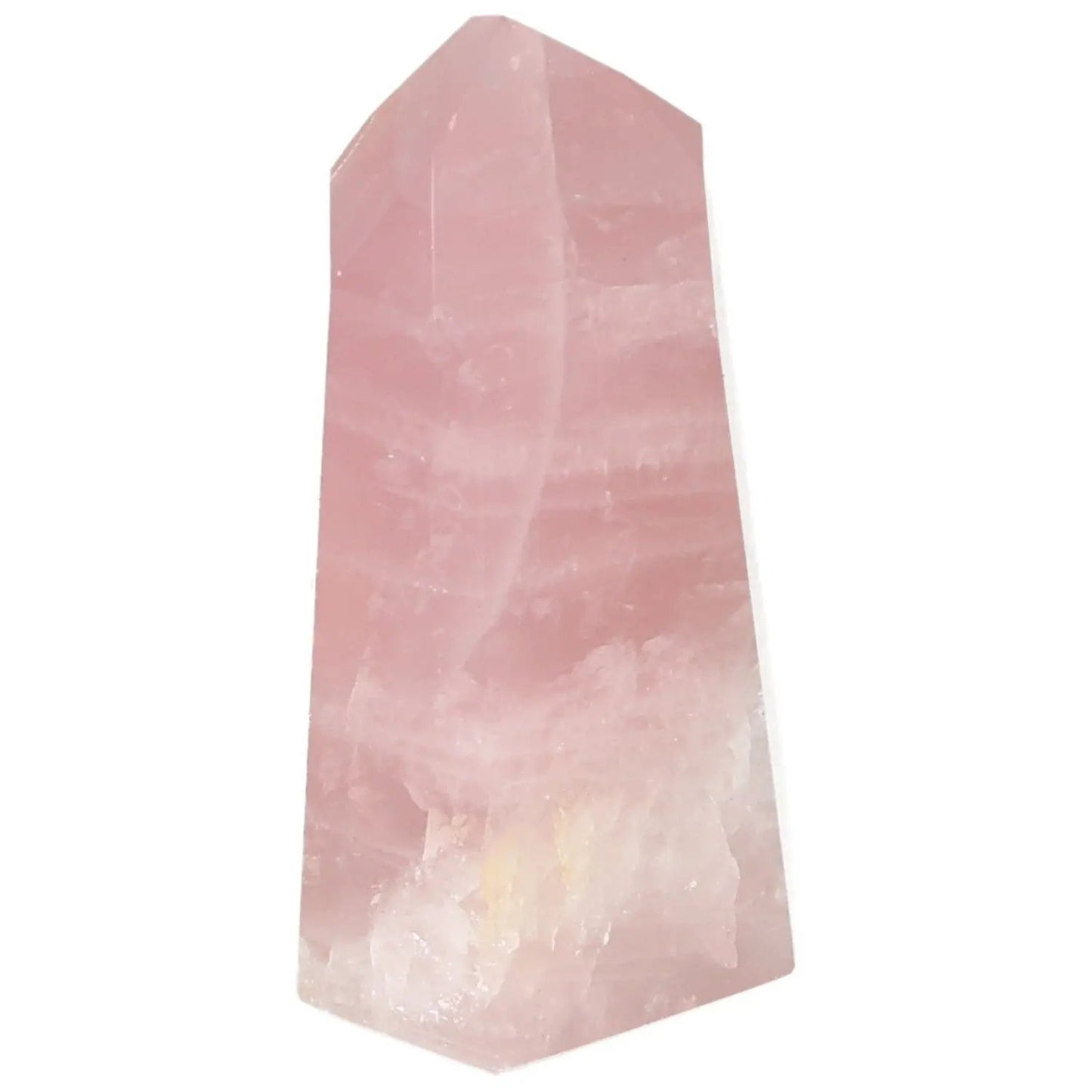 Polished Rose Quartz Obelisk with gentle pink hues, enhancing love and emotional healing, from Sylvia Crystals' premium collection.