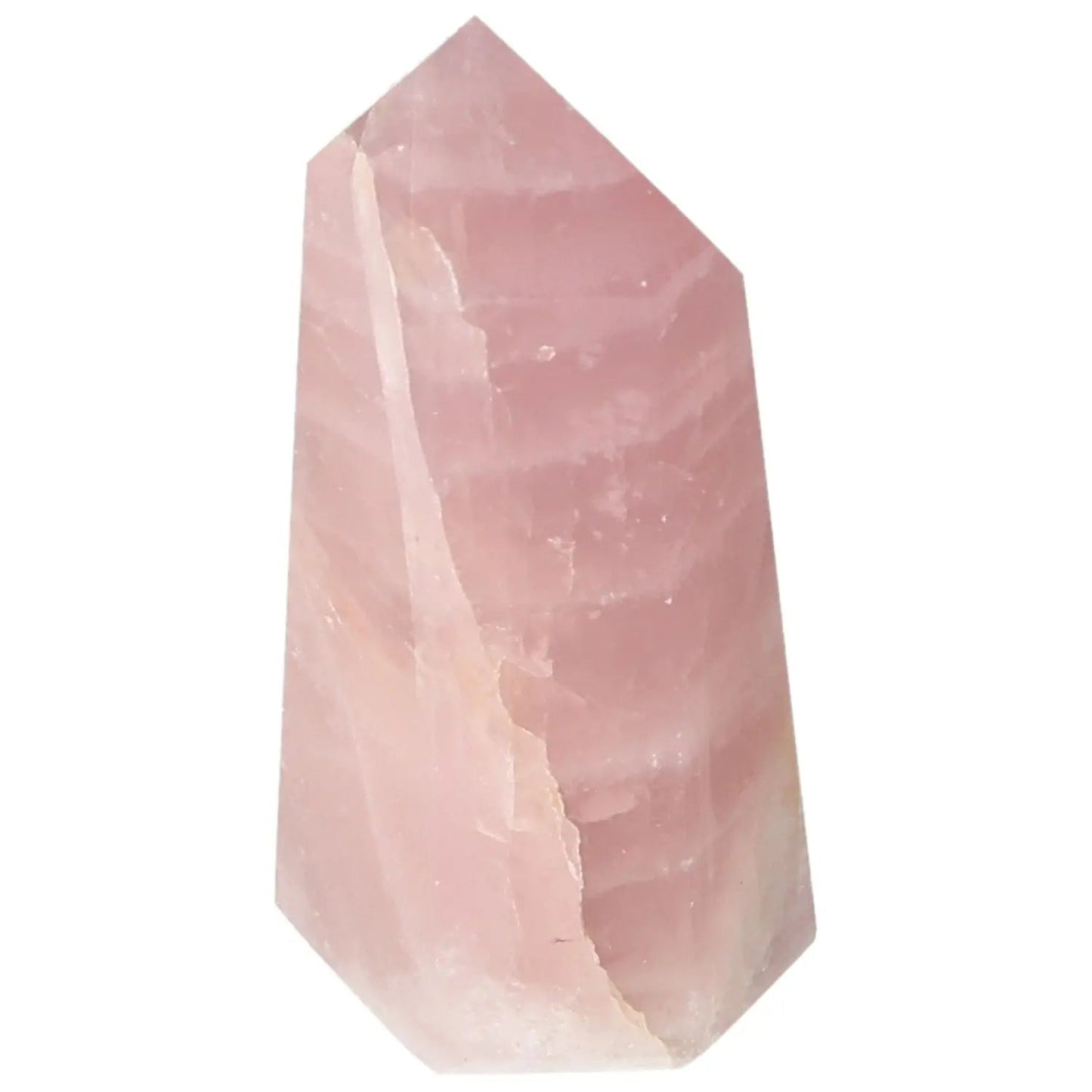 Polished Rose Quartz Obelisk showcasing a gentle pink hue, enhancing love and emotional healing, by Sylvia Crystals.