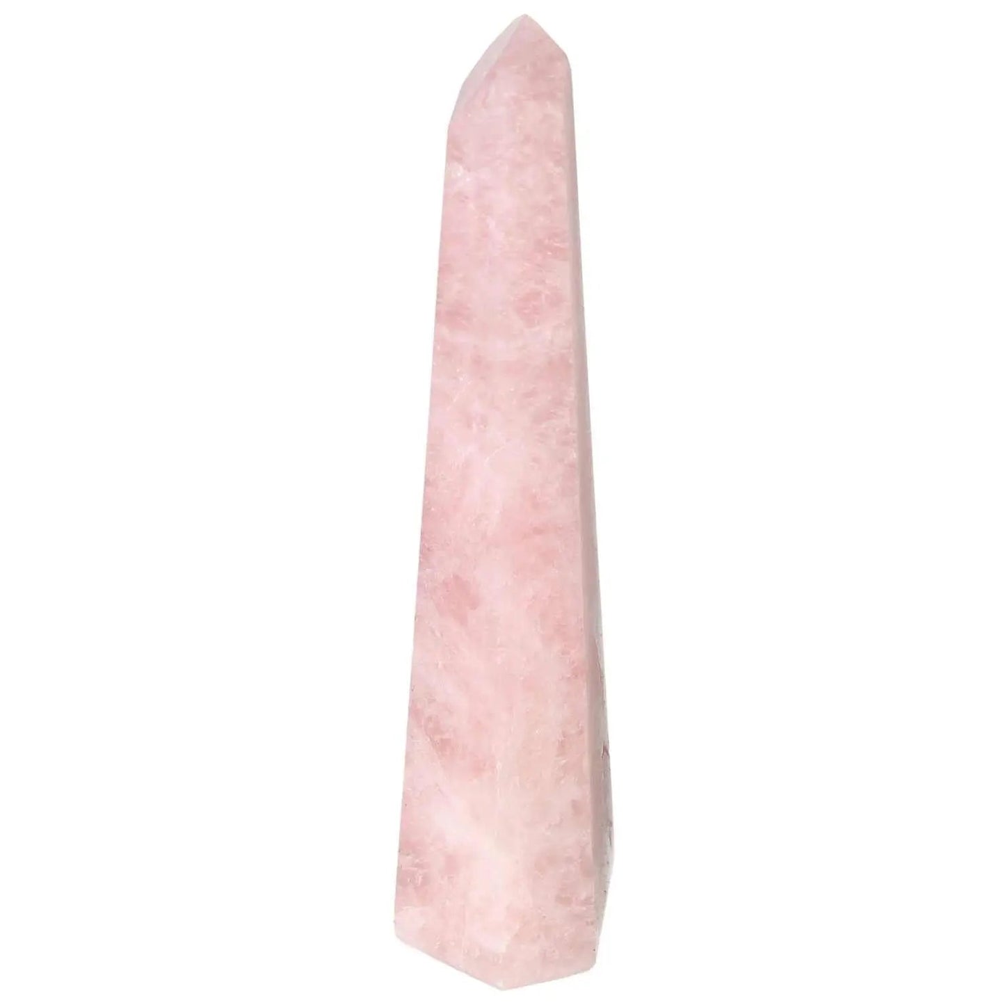 Polished Pink Quartz Obelisk, luxury crystal by Sylvia Crystals, symbolizing harmony and inner peace, elegant decorative piece