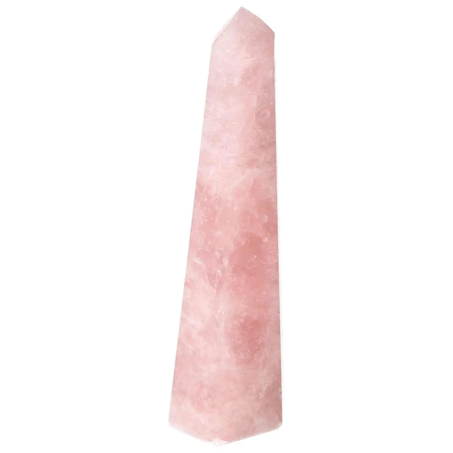 Elegant polished rose quartz obelisk for luxury decor and inner peace from Sylvia Crystals.