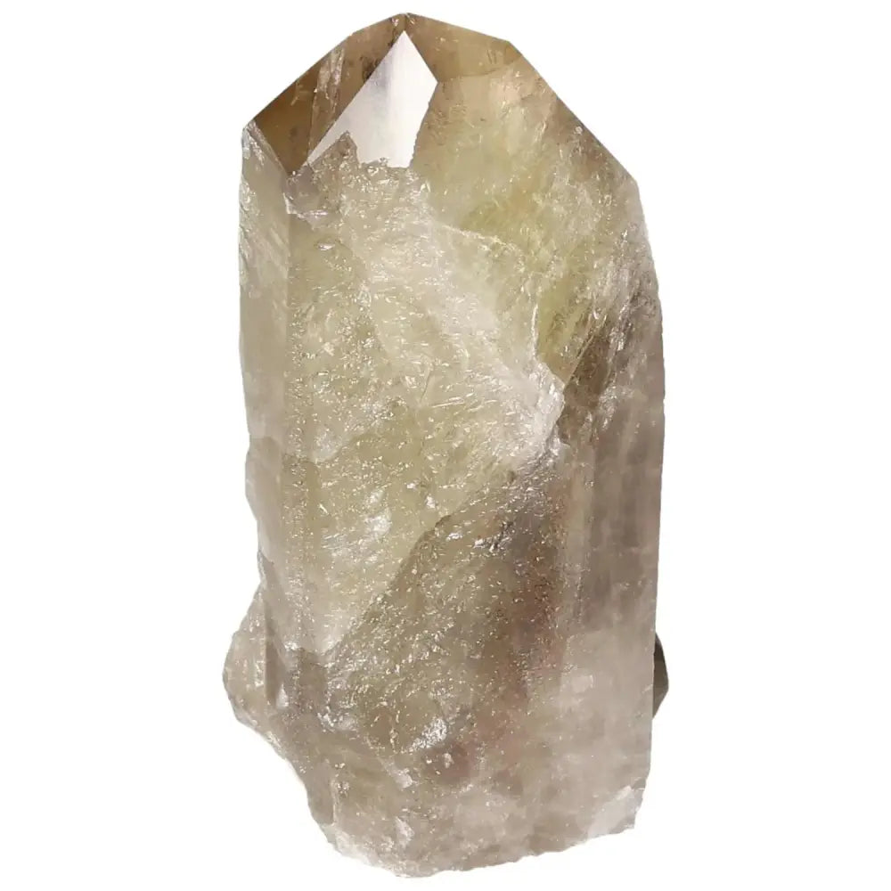 Polished Smoky Quartz Point crystal, handpicked by Sylvia Crystals, for grounding and absorbing negative energy, premium quality.