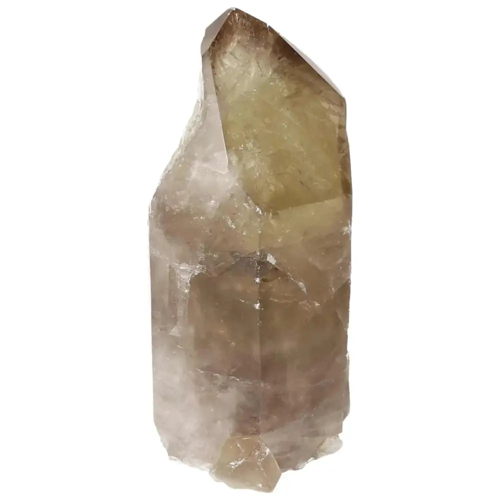 Polished Smoky Quartz Point from Sylvia Crystals for grounding and protection, showcasing its earthy elegance and emotional balance benefits.