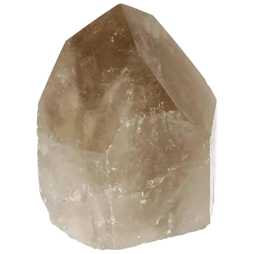 Polished Smoky Quartz Point crystal, luxury spiritual tool for grounding and protection by Sylvia Crystals, premium quality.
