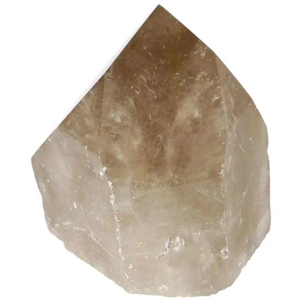 Polished Smoky Quartz Point for grounding and protection by Sylvia Crystals, showcasing spiritual and luxurious energy qualities.