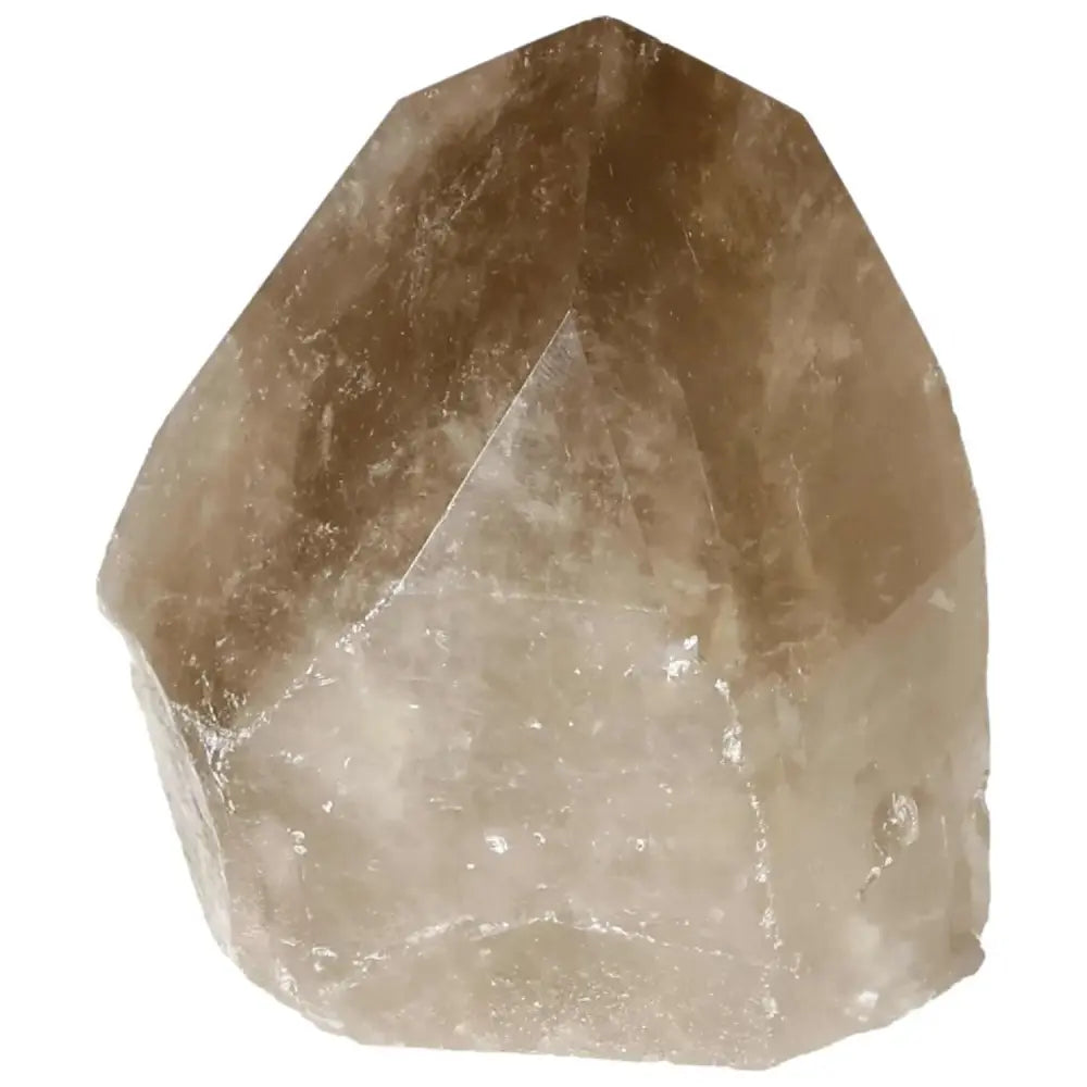 Polished Smoky Quartz Point crystal from Sylvia Crystals, known for grounding and protective properties, promoting emotional balance.