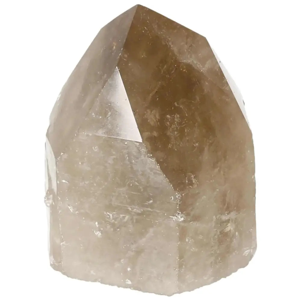 Polished Smoky Quartz Point crystal from Sylvia Crystals, offering grounding properties and protection against negative energies.