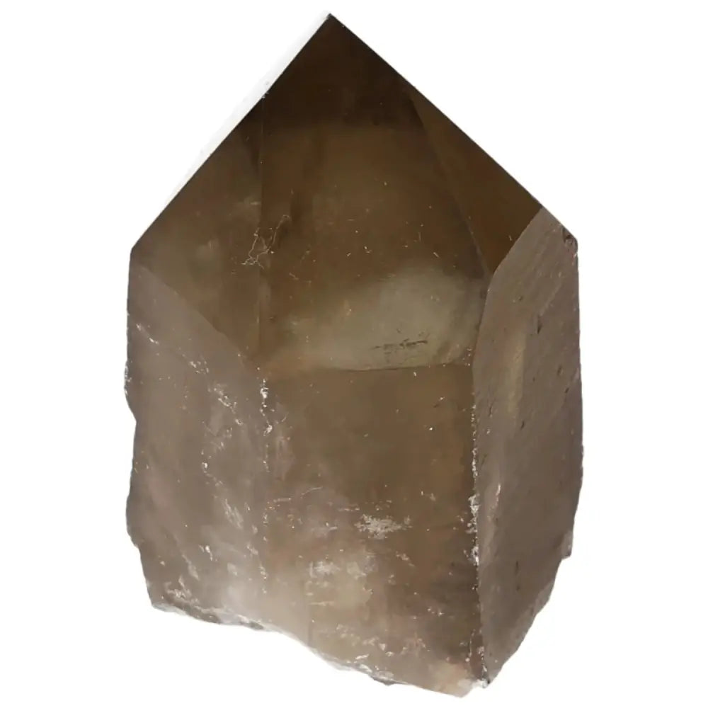 Polished Smoky Quartz Point crystal by Sylvia Crystals, ideal for spiritual practice and home décor, offers grounding energy and protection.