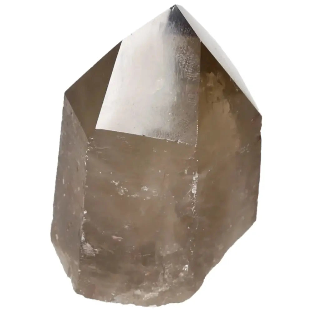 Polished Smoky Quartz Point crystal with grounding energy, ideal for spiritual practice and home décor, from Sylvia Crystals.
