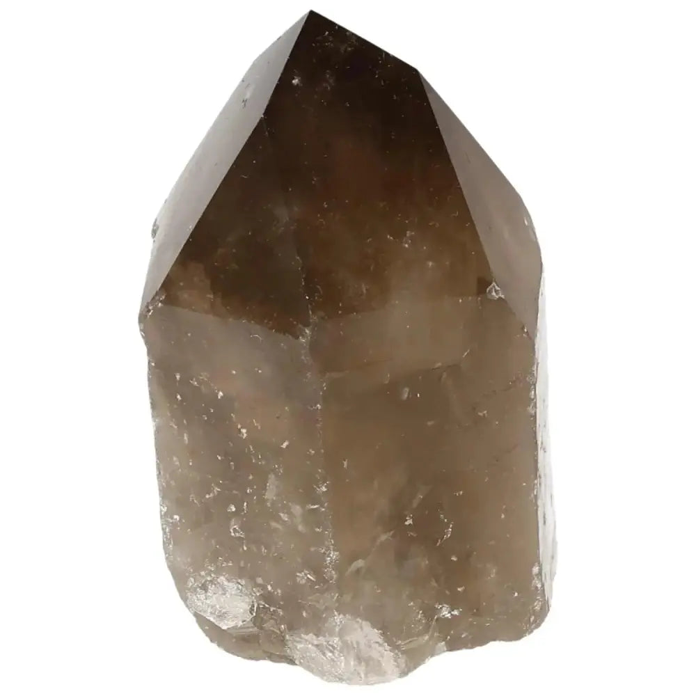 Polished Smoky Quartz Point from Sylvia Crystals, known for grounding properties and spiritual elegance.