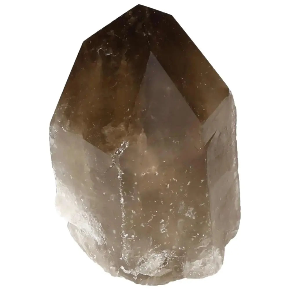 Polished Smoky Quartz Point crystal from Sylvia Crystals, showcasing its elegant, grounding energy and mystical beauty.