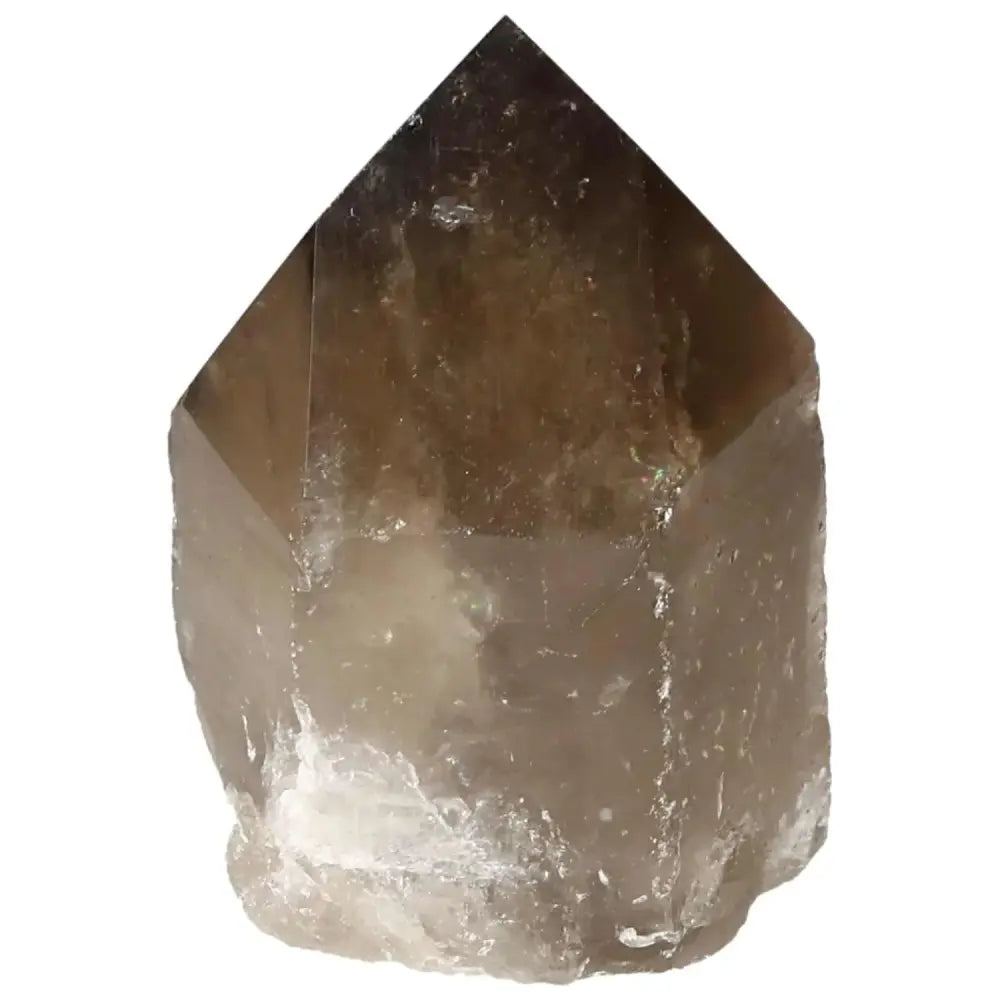 Polished Smoky Quartz Point from Sylvia Crystals, showcasing its elegant and mystical appearance with grounding properties.