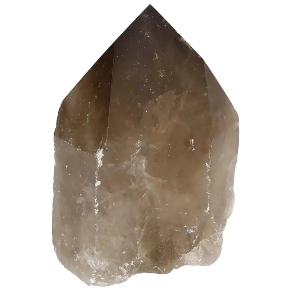 Polished Smoky Quartz Point with grounding properties from Sylvia Crystals, showcasing its elegance and mystical energy.