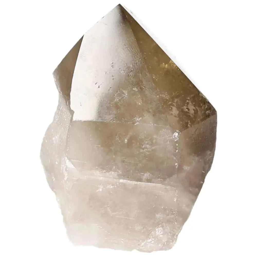 Polished Smoky Quartz Point from Sylvia Crystals, symbolizing spiritual grounding and protection.