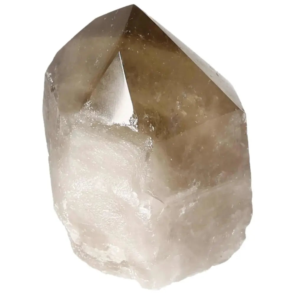 Polished Smoky Quartz Point from Sylvia Crystals, symbolizing spiritual grounding and protection.
