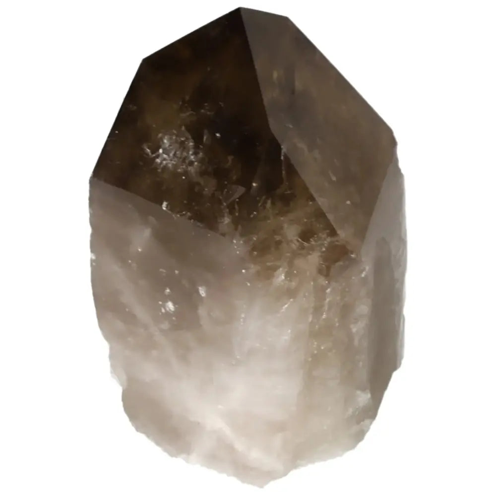 Polished Smoky Quartz Point crystal tower from Sylvia Crystals, symbolizing elegance and balance, ideal for energy and aesthetic appeal.