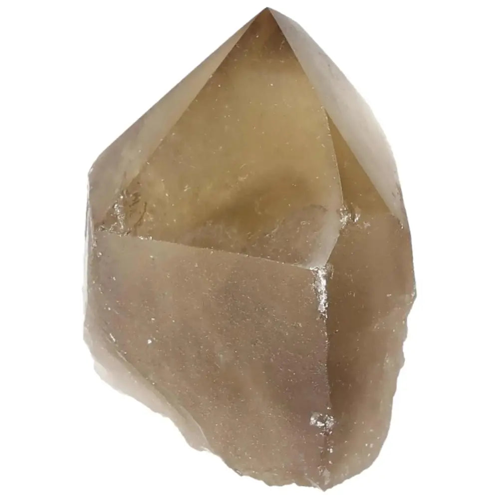 Polished Smoky Quartz Point by Sylvia Crystals, premium grounding stone for spiritual enhancement and protection.